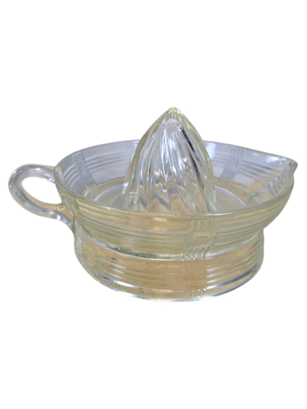 Vintage Hazel-Atlas Criss Cross Glass Citrus Reamer Juicer Depression Era